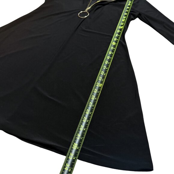 MSK Black Collared Dress | Gold O-Ring Zip Front | Size M | Like New - Picture 8 of 12